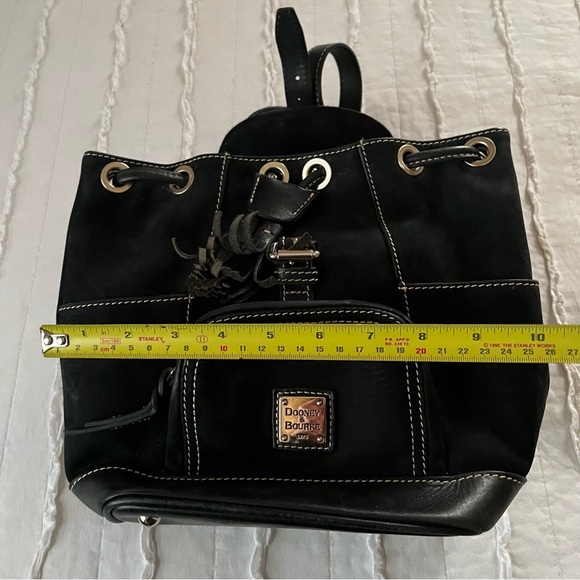Dooney & Bourke Vintage Backpack Purse Black Suede Leather - Picture 13 of 14